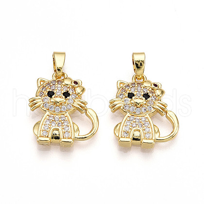 Brass Micro Pave Cubic Zirconia Pendants KK-N257-28G-1