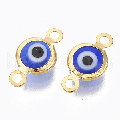 Handmade Evil Eye Lampwork Links connectors STAS-T041-02G-02-1