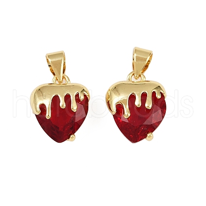 Brass Glass Charms KK-C095-04G-1