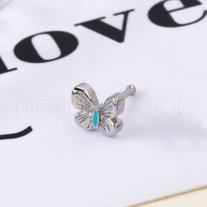 Bohemian Style 304 Stainless Steel Deep Sky Blue Enamel Nose Bone Rings FS-WG96CDA-03-1