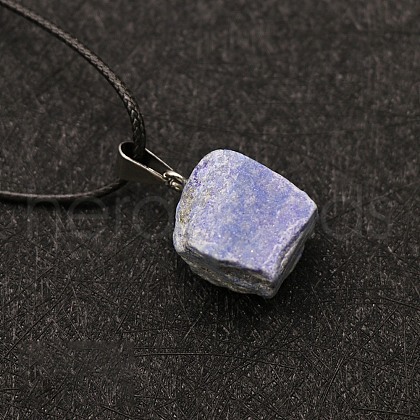 Natural Lapis Lazuli Raw Rough Nuggets Pendant Necklace FS-WG50F2C-10-1