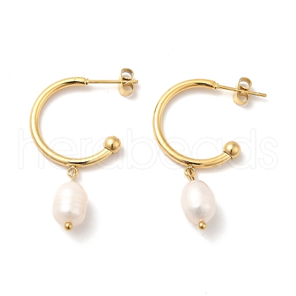 Natural Pearl Dangle Stud Earrings STAS-H175-20G-1