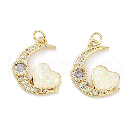 Brass Micro Pave Clear Cubic Zirconia Pendants KK-L213-047G-1