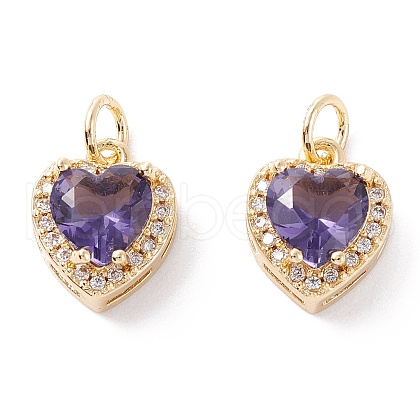 Brass Micro Pave Cubic Zirconia Charms ZIRC-A019-14G-D-1