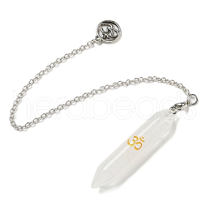 Bullet Natural Quartz Crystal Pointed Dowsing Pendulums AJEW-B106-01AS-07-1