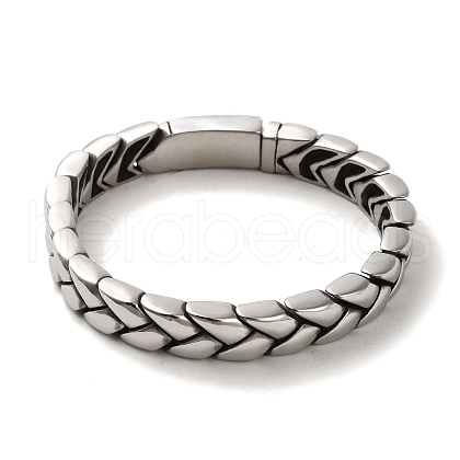 304 Stainless Steel Leaf Link Chain Bracelets for Women Men BJEW-Q341-04AS-1