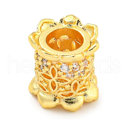 Rack Plating Brass Micro Pave Clear Cubic Zirconia European Beads KK-L215-204G-1