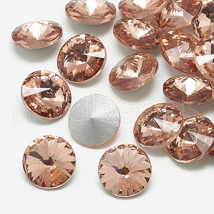 Pointed Back Glass Rhinestone Cabochons X-RGLA-T086-14mm-08-1