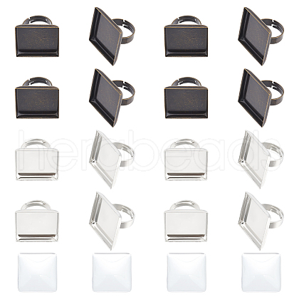 Unicraftale DIY Blank Square Adjustable Ring Making Kit DIY-UN0005-64-1