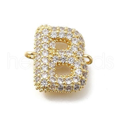 Brass Micro Pave Cubic Zirconia Letter Links X-KK-I717-04B-1