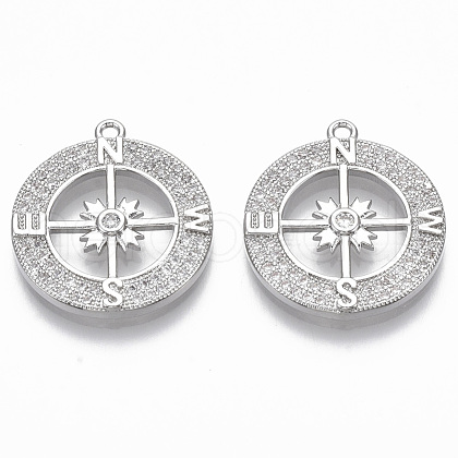 Brass Micro Pave Cubic Zirconia Pendants KK-R130-016P-NF-1