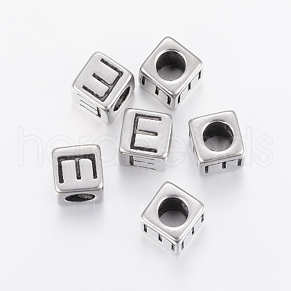 304 Stainless Steel Large Hole Letter European Beads STAS-H428-01AS-E-1