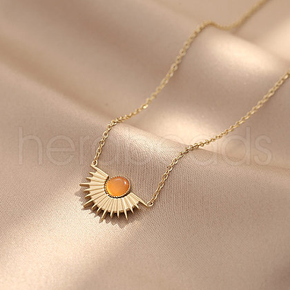 Sunset Stainless Steel Resin Pendant Necklaces FS-WGCBD37-03-1