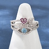 Brass Micro Pave Cubic Zirconia Finger Rings for Women RJEW-C129-05P-2