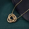 304 Stainless Steel Triple Circles Pendant Necklaces for Women NJEW-Z044-14G-3