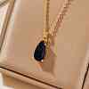 Elegant Brass Pave Glass Fashion Water Drop Pendant Necklaces BP5132-3-1