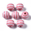 Painted Natural Wood European Beads WOOD-S057-047C-1