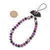 Halloween Round Glass Pearl & Glass & Handmade Polymer Clay Ghost & Silicone Focal Bat Beaded Phone Hand Strap Chains HJEW-MZ00279-3