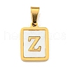 PVD Vacuum Plating 304 Stainless Steel Pave Natural White Shell Pendants STAS-S130-03G-Z-1