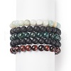 5Pcs 5 Style Natural Mixed Gemstone Round Beaded Stretch Bracelets Set for Men Women BJEW-JB08871-1