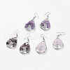 Natural Gemstone Dangle Earrings EJEW-P136-A-1