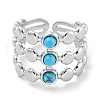 304 Stainless Steel Synthetic Turquoise Cuff Rings G-Z056-05P-01-2