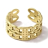 PVD Vacuum Plating 201 Stainless Steel Double Curb Chain Open Cuff Rings for Women RJEW-C092-02G-2