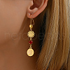 Tassel Coin Brass Hoop Earrings XE5575-5