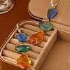 Teardrop with Oval Zinc Alloy Dangle Stud Earrings FS-WG9D9B9-01-3