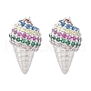 Brass Micro Pave Cubic Zirconia Stud Earrings EJEW-Q015-16P-4