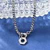 304 Stainless Steel Hexagon Pendant Box Chain Necklaces for Women NJEW-A045-25P-3