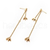 Clear Cubic Zirconia Leaf with Long Chain Dangle Stud Earrings EJEW-I265-07G-2