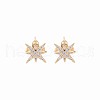 Brass Micro Pave Clear Cubic Zirconia Stud Earring Findings KK-S364-139-1