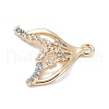 Brass Pave Light Sky Blue and Clear Cubic Zirconia Sea Animal Connector Charms KK-M326-07B-G-2