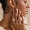 Brass Micro Pave Cubic Zirconia Open Cuff Rings for Women FS-WG08AC7-01-3