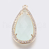 Brass Glass Pendants KK-O105-01KCG-E-1