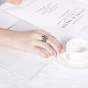 Roman Numerals 304 Stainless Steel & Crystal Rhinestone & Natural Shell Finger Rings FS-WGD9A22-14-1