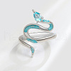 Snake Brass Micro Pave Cubic Zirconia with Enamel Adjustable Cuff Rings FS-WG9A961-01-3