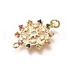 Brass Colorful Cubic Zirconia Sun Connector Charms KK-M318-13G-2