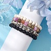 4Pcs Constellation 8mm Round Natural Dalmation Jasper & White Jade Imitation Tourmaline BJEW-JB10640-3