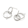 Rhodium Plated Double Rings 925 Sterling Silver Dangle Stud Earring Findings STER-Q192-27P-2