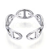304 Stainless Steel Oval Open Cuff Ring RJEW-N040-37-3