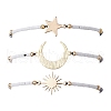 3Pcs 3 Styles Moon & Star & Sun Glass Seed Braided Beaded Bracelet Sets for Women BJEW-MZ00128-3