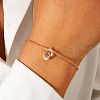 Minimalist Stainless Steel Chain with Transparent Crystal Teardrop Bracelets ZR5979-1