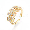 Brass Micro Pave Clear Cubic Zirconia Cuff Rings for Women KK-T074-20G-4