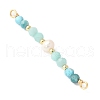 Faceted Round Natural Amazonite & Apatite & Potato Natural Cultured Freshwater Pearl Beaded Connector Charms PALLOY-JF03531-05-2
