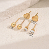 Elegant 3Pairs Stainless Steel Heart & Round Stud Earrings LN6298-2