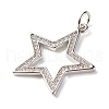 Brass Micro Pave Clear Cubic Zirconia Pendants ZIRC-P094-03P-RS-2