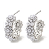 Flower Brass ABS Imitation Pearl Stud Earrings EJEW-M082-05P-3