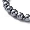 1Pc Natural Terahertz Stone & Non-magnetic Hematite Round Beaded Stretch Bracelets for Men Women BJEW-DJ0001-37-3